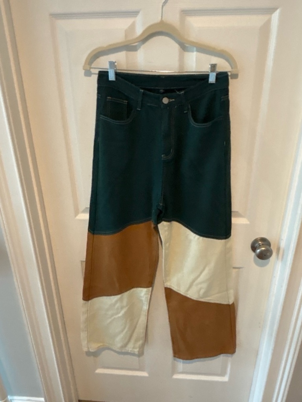 Cider Teal Stitch-Detail Jeans